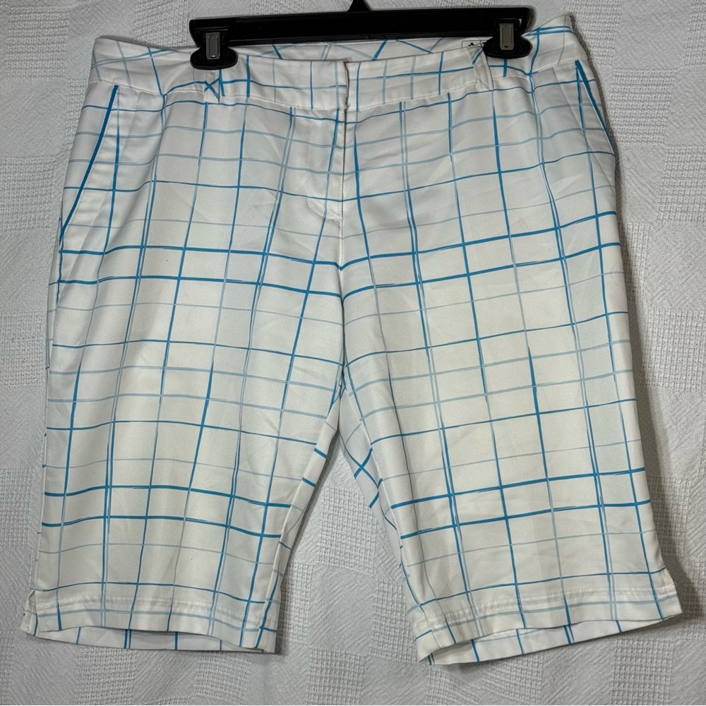 Adidas Climalite Golf Shorts Women’s Size 8 Blue Plaid Athletic Casual Sporty